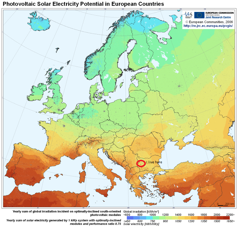 Šúri M., Huld T.A., Dunlop E.D. Ossenbrink H.A., 2007. Potential of solar electricity generation in the European Union member states and candidate countries. Solar Energy, 81, 1295–1305, http://re.jrc.ec.europa.eu/pvgis/