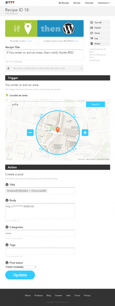 wordpress ifttt recipe