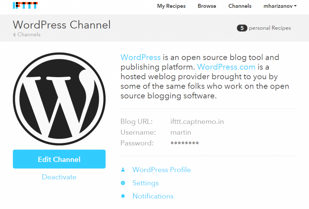 wordpress ifttt