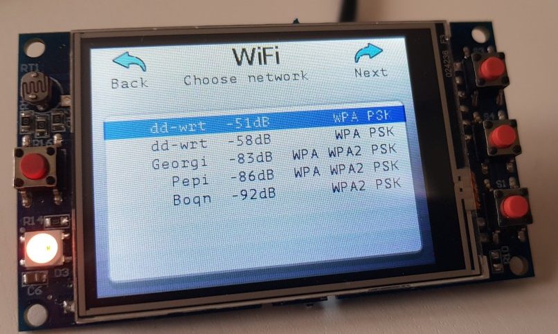 TFT32 Wi-Fi configuration GUI