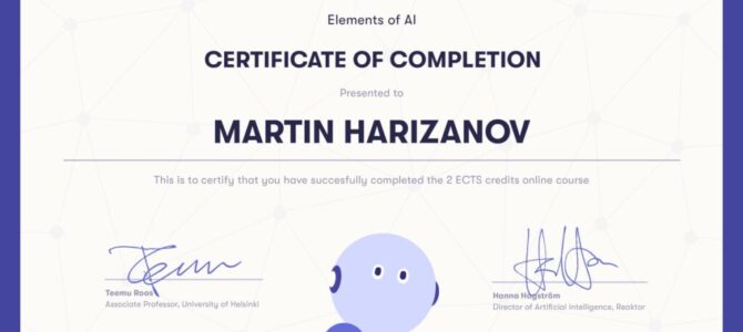 Elements of AI certificate