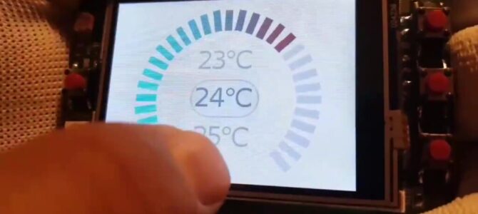 Thermostat touch GUI with iPhone style setpoint selector