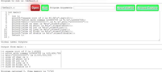 Run a C Language Interpreter on Your ESP32