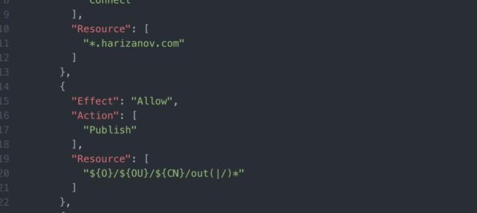 JSON based access policies to my Mosca-based MQTT broker