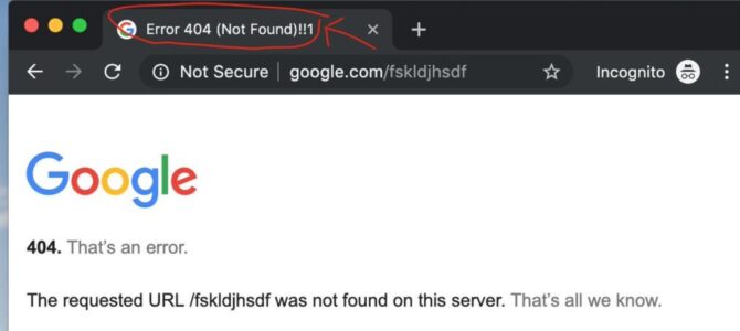 Chrome 404 error title has an extra 1