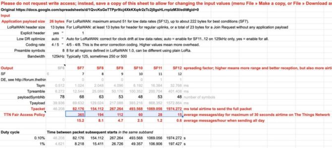 LoRaWAN airtime calculator