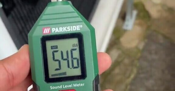 Checking the noise level on our Mitsubishi ASHP outdoor unit
