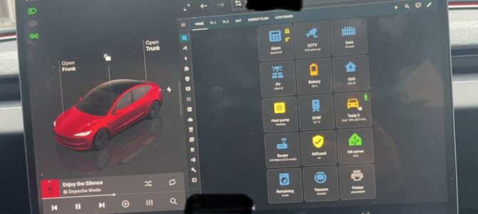 Home Assistant dashboard on Tesla’s screen