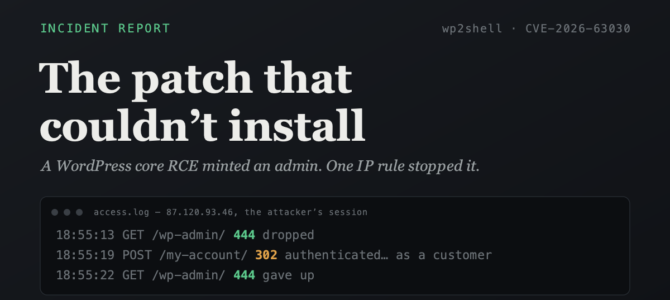 The patch that couldn’t install: a WordPress core exploit created an admin on this blog The patch that couldn’t install: a WordPress core exploit created an admin on this blog